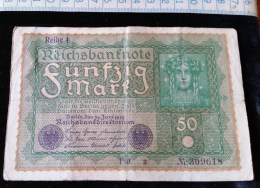 Billet De 50 Mark, 1919  Reichsbanknote  N°309618 - 50 Mark