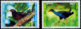 BIRDS-SWAMPHEN & THRUSH-SONG BIRD-NEW CALEDONIA-1985-SET OF 2-MNH-A6-440 - Flamants