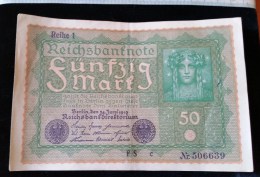 Billet De 50 Mark, 1919  Reichsbanknote  N°506639 - 50 Mark