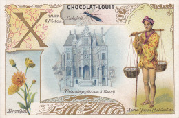 CHROMO IMAGE  CHOCOLAT LOUIT ALPHABET LETTRE X  BORDEAUX  SCANS RECTO VERSO - Louit