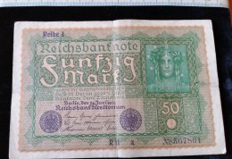 Billet De 50 Mark, 1919  Reichsbanknote  N°567861 - 50 Mark