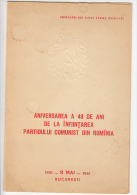1788FM- COMMUNIST PARTY ANNIVERSARY BOOKLET, EMBOISED, COAT OF ARMS, 1961, ROMANIA - Carnets