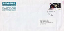 1796FM- LIBRA HOROSCOPE SIGN, STAMP ON COVER, 2001, ROMANIA - Brieven En Documenten