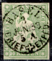 Svizzera-073a - 1854 - Y&T: N.30c (o) - Privo Di Difetti Occulti. - Used Stamps