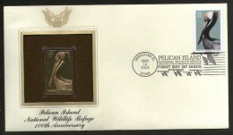 USA 2003 Pelican Island National Wildlife Refuge Birds Gold Replicas Cover Sc 3774 # 292 - Pelikanen