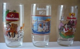 3 VERRES  A BIERE SERIGRAPHIES  - COLLECTION  KRONENBOURG 20 CL - Gläser