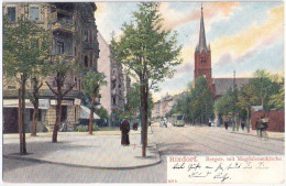 BERLIN Rixdorf Bergstraße Mit Magdalenenkirche Groß Destillation Schulheiss Neukölln 23.2.1905 Gelaufen - Neukoelln