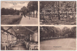PLAUEN Waldrestaurant ECHO Kolonnade InterieurTennisplatz Gartenansicht 1.4.1929 Gelaufen - Plauen