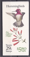 UnitedStates1991-2  Scott:Booklet (BC)80 Face Value Of Stamps $5.80 HUMMINGBIRDS - Segler & Kolibris