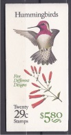 UnitedStates1991-2  Scott:Booklet (BC)80 Face Value Of Stamps $5.80 HUMMINGBIRDS - Colibris