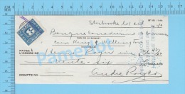 Sherbrooke Quebec Canada  Cheque, 1949 ( $5.00, Henri Royer Inc., B.C.D.C.  Tax Stamp FX-64) 2 SCANS - Cheques & Traverler's Cheques