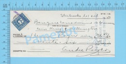 Sherbrooke Quebec Canada  Cheque, 1949 ( $5.00, Henri Royer Inc., B.C.D.C.  Tax Stamp FX-64) 2 SCANS - Cheques & Traveler's Cheques