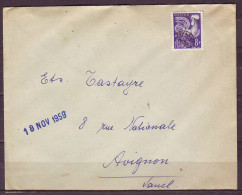 PREOBLITERE  COQ 8 F Violet Sur LETTRE  Cachet Le 18 NOV 1959   Pour AVIGNON - 1953-1960