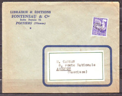 PREOBLITERE   COQ 8 C  Violet Sur LETTRE Entete PUB   De POITIERS Vienne   Pour AVIGNON Vaucluse - 1953-1960