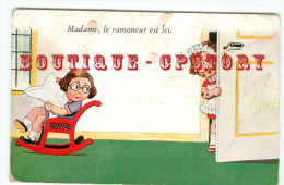 ACHAT DIRECT < FILLETTE LISANT Son JOURNAL Avec La BONNE ANNONCANT LE RAMONEUR -  HUMOUR  ENFANT - Humorous Cards
