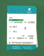 Titre De Transport - Boarding Pass : MUSCAT - SALALAH By OMAN AIR , Classe Economy - As Scan - Monde