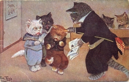 Katze, Katzen In Der Schule, Sign. Arthur Thiele - Thiele, Arthur