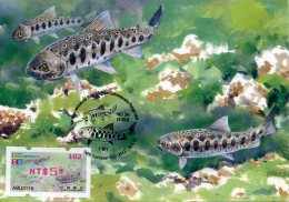 TAIWAN (2015) - Carte Maximum Card - ATM - TAIPEI 2015 Stamps Exhibition - Taiwan Trout / Salmon - Endangered Species - Tarjetas – Máxima