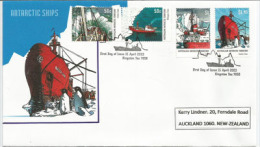 Navires De Recherches Et D'exploration Antarctiques. Yv.nr 153/56. Belle Lettre FDC Adressée En Nouvelle-Zélande - FDC