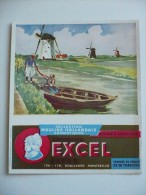 BUVARD  Biscottes EXCEL Collection MOULINS HOLLANDAIS Authentiques. Années 50. Double épaisseur. TBE. BARQUE COUPLE - Zwieback