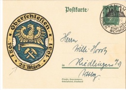 ORF-L9 - ALLEMAGNE Entier Postal Carte Illustrée Oberschlesien Avec Marteaux Faucille Et Aigle Stylisé 1931 - Cartes Postales