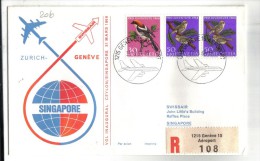 VOL206 - SVIZZERA 1969, Swissair Primo Volo Zurigo Singapore  Raccomandata - First Flight Covers