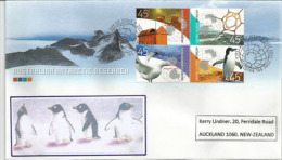 Les Quatre Bases Scientifiques Australiennes En Antarctique. Belle Lettre FDC Adressée En Nouvelle-Zélande - Forschungsstationen