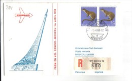 VOL214 - SVIZZERA 1968, Swissair Primo Volo Ginevra Mosca . Raccomandata . - First Flight Covers