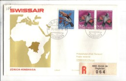 VOL218 - SVIZZERA 1970, Swissair Primo Volo Zurigo Kinshasa Congo . Raccomandata . - First Flight Covers