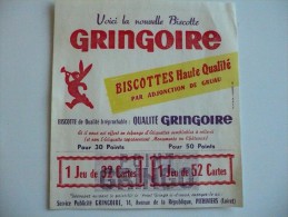 Publicité Biscottes Voici La NOUVELLE BISCOTTE GRINGOIRE Par Adjonction De GRUAU Avec POINTS à DECOUPER  Années 50 TBE - Zwieback