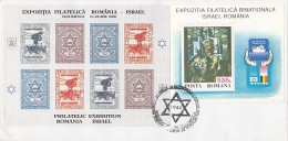 1902FM- JEWISH, JUDISME, JEWS DEPORTATION FROM ARDEAL, STAMP SHEETS AND SPECIAL POSTMARK ON COVER, 2000, ROMANIA - Judaisme