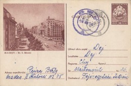 17693- TRAM, TRAMWAY, BUCHAREST BALCESCU BOULEVARD, POSTCARD STATIONERY, 1957, ROMANIA - Tranvie