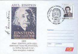 17714- ALBERT EINSTEIN, SCIENTIST, COVER STATIONERY, 2005, ROMANIA - Albert Einstein