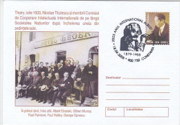 17720- ALBERT EINSTEIN, SCIENTIST, NICOLAE TITULESCU, COVER STATIONERY, 2005, ROMANIA - Albert Einstein