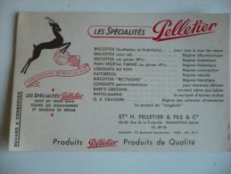 BUVARD Les SPECIALITES PELLETIER. Années 50. Très Bon Etat. SANTE REGIME Biscottes, Longuets, Crackers, Etc. - Zwieback