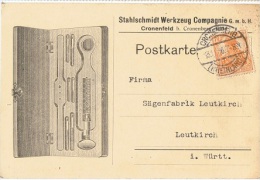 OUT-L2 - ALLEMAGNE Carte Commerciale Illustrée Outillage Avec PERFIN, Perforé De Cronenberg 1916 - Storia Postale