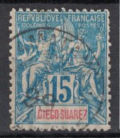DIEGO SUAREZ - Timbre Au Type Groupe N° 43 15c Bleu Papier Quadrillé Obliteré Obliteration Cad 1899 - Oblitérés