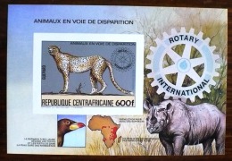 CENTRAFRIQUE Rotary,  Guepard Non Dentelé (Imperforate) Michel BF 69B Neuf Sans Charniere, MNH. - Rotary, Lions Club