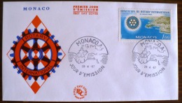 MONACO Rotary Yvert N°726 FDC. 28/04/67 - Rotary, Lions Club