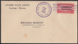 1928-PV-8. CUBA. PRIMER VUELO. FIRT FLIGHT. MARCA DE CORREO AEREO. SANTIAGO DE CUBA-HAVANA. - Luftpost