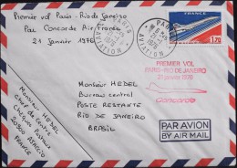 ENVELOPPE 1ER VOL Du CONCORDE AIR FRANCE - PARIS - RIO-de-JANEIRO - Paris Le 21.01.1976 - Parf. état - - Primeros Vuelos