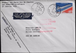 ENVELOPPE 1ER VOL Du CONCORDE AIR FRANCE - PARIS - RIO-de-JANEIRO - Paris Le 21.01.1976 - Parf. état - - Primeros Vuelos