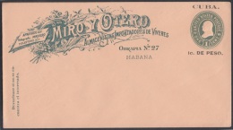 1899-EP-35. CUBA US OCCUPATION. 1899. ENTERO POSTAL IMPRESO MIRO US HABILITADO. 1c. Ed.46ip. TIPO A. POSTAL STATIONERY. - Covers & Documents