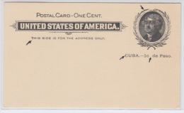 1899-EP-57. CUBA US OCCUPATION. 1899. ENTERO POSTAL. 1c. Ed.39ra. NUEVO. ERROR SIN PUNTO DESPUES DE CENTAVO. - Lettres & Documents