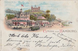 Delcampe - Litho Gruss Aus Hamburg Fährhaus St. Pauli Gelaufen 31.8.1897 - Mitte