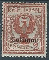 1912 EGEO CALINO AQUILA 2 CENT MH * - W072 - Egée (Calino)