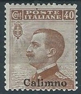 1912 EGEO CALINO EFFIGIE 40 CENT MH * - W074 - Ägäis (Calino)