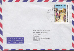 Rwanda Par Avion Luchtpost Air Mail KIGALI 1990 Cover Brief Denmark L'Auto-organiation Stamp - Autres & Non Classés