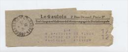 Bande-journaux ,imprimés La Croix,Le Gaulois ,D´Assier De Tanus Château  Vezès, Naucelle, Aveyron,Paris - Kranten
