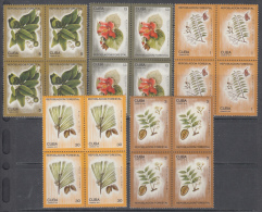 1975.11  CUBA MNH. 1975. BLOCK 4. REPOBLACION FORESTAL Afforestation. FLORES FOWERS. COMPLETE SET - Unused Stamps